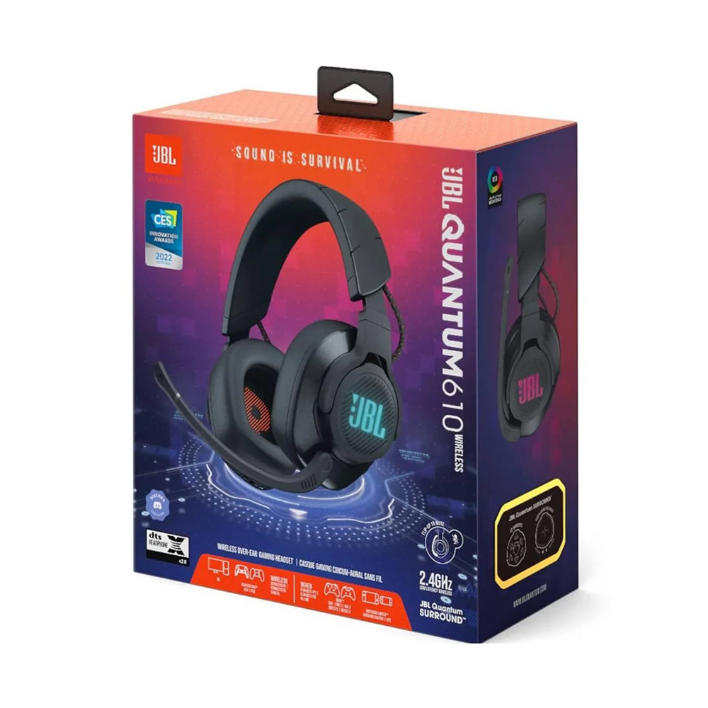 AURICULARES JBL QUANTUM 610 INALÁMBRICOS Y CABLEADOS, 2,4 GHZ, TAMAÑO COMPLETO, COLOR NEGRO - 1