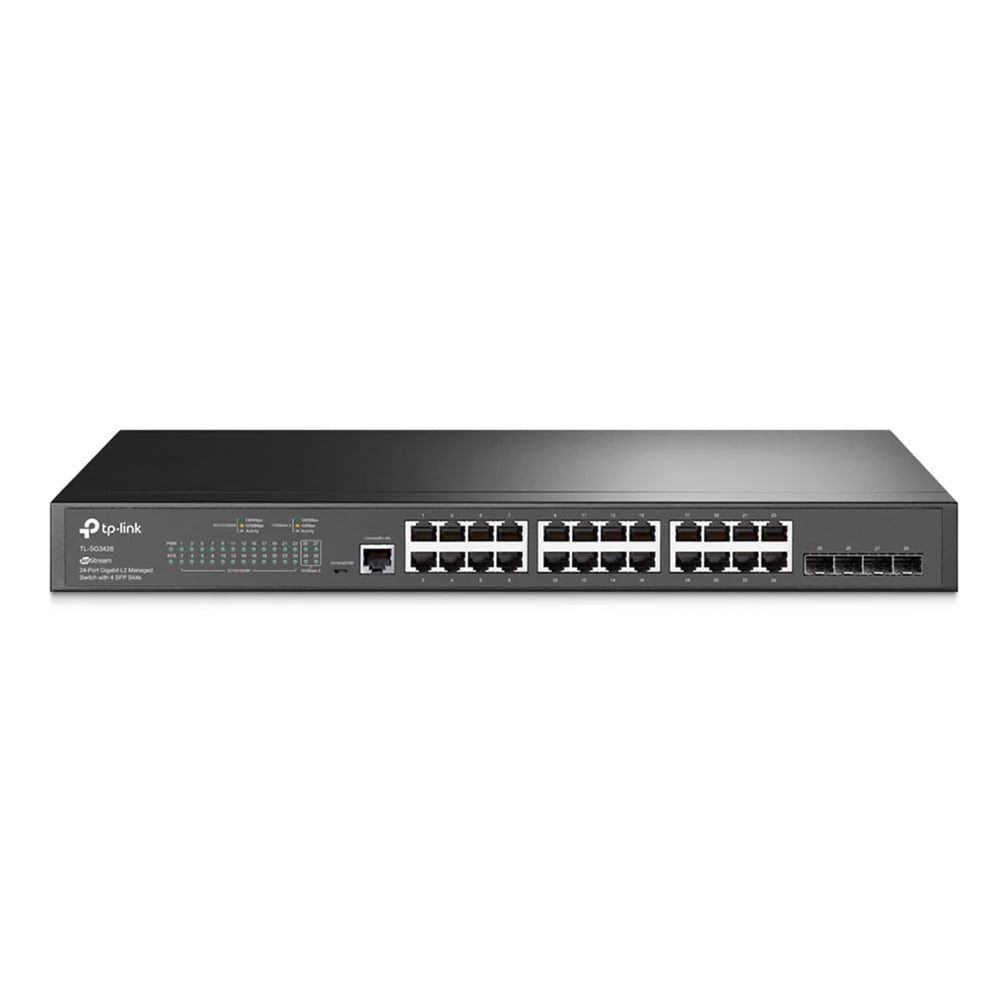 CONMUTADOR TP-LINK 24 PUERTOS GBE TL-SG3428 - GESTIÓN L2, 4 SLOTS SFP, IDEAL PARA REDES EMPRESARIALES - 1