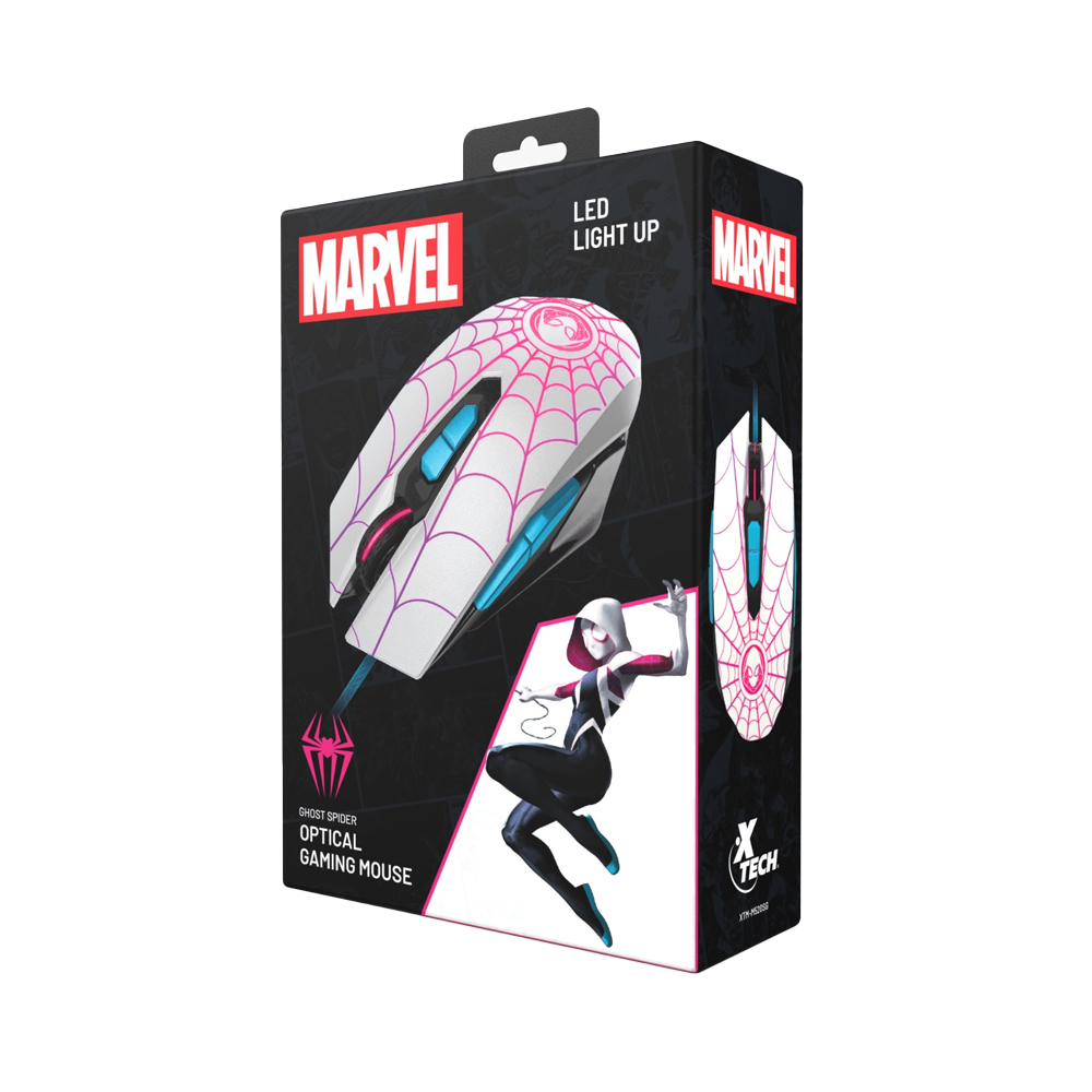 MOUSE GAMING XTECH GHOST SPIDER USB, 2400 DPI, 7 BOTONES PROGRAMABLES, LED BLANCO Y TURQUESA - 1