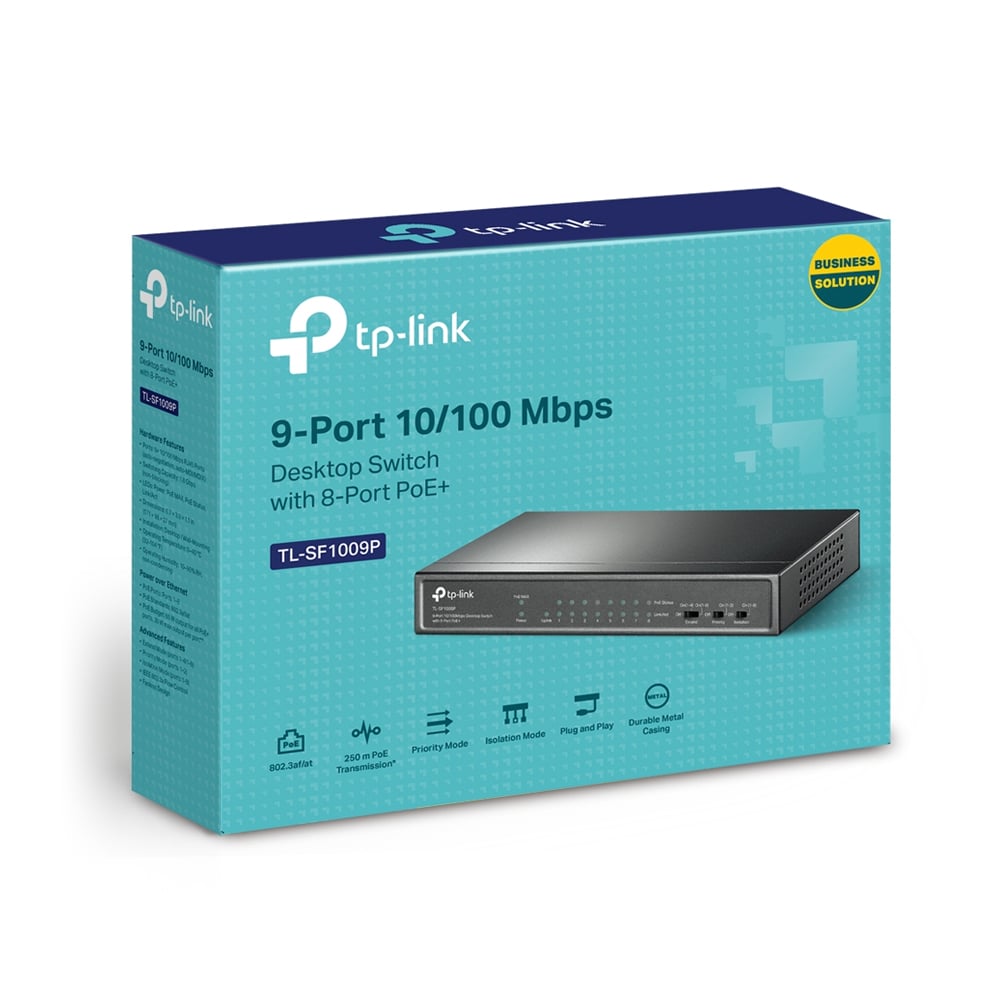 CONMUTADOR TP-LINK TL-SF1009P 8 PUERTOS POE+ 65W, SOBREMESA, SIN GESTIONAR, IDEAL PARA REDES EFICIENTES - 1