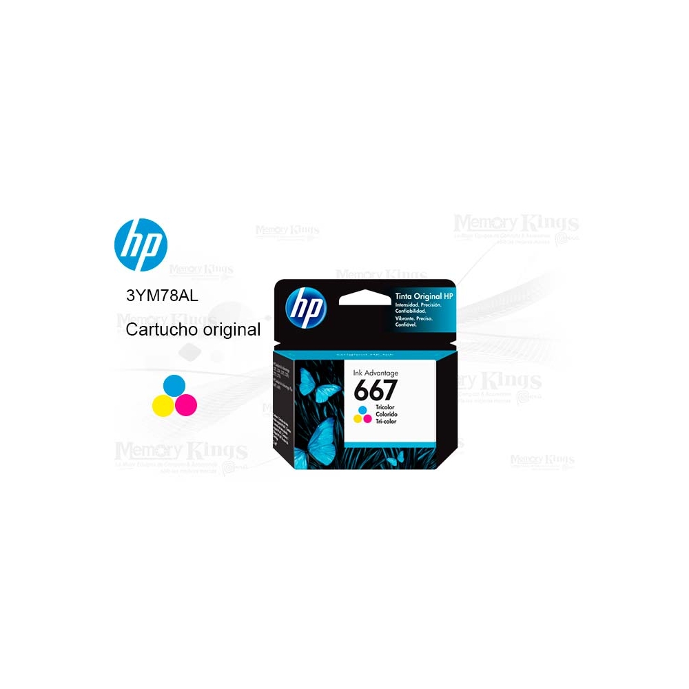 CARTUCHO DE TINTA HP 667 TRICOLOR ORIGINAL PARA IMPRESIONES NÍTIDAS - 100 PÁGINAS DE RENDIMIENTO - 1