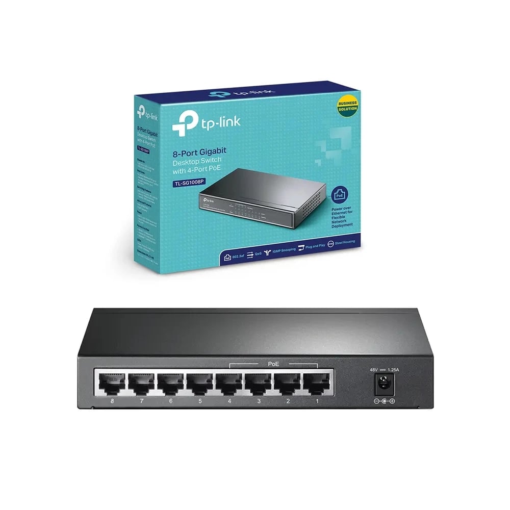 CONMUTADOR TP-LINK TL-SF1008P 8 PUERTOS 10/100 SOBREMESA CON POE PARA RED EFICIENTE - 1