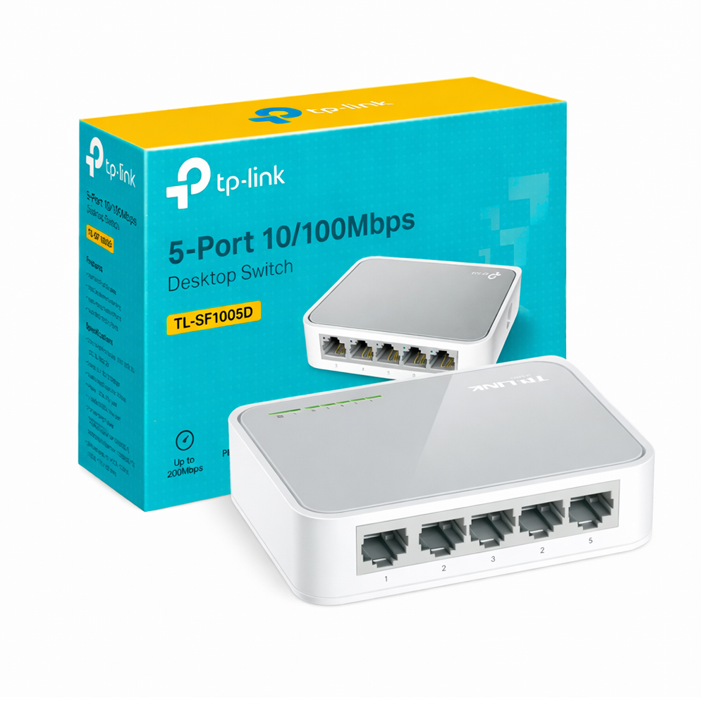 SWITCH TP-LINK TL-SF1005D DE 5 PUERTOS, 100MBPS, COMPACTO Y EFICIENTE PARA HOGAR O OFICINA - 1