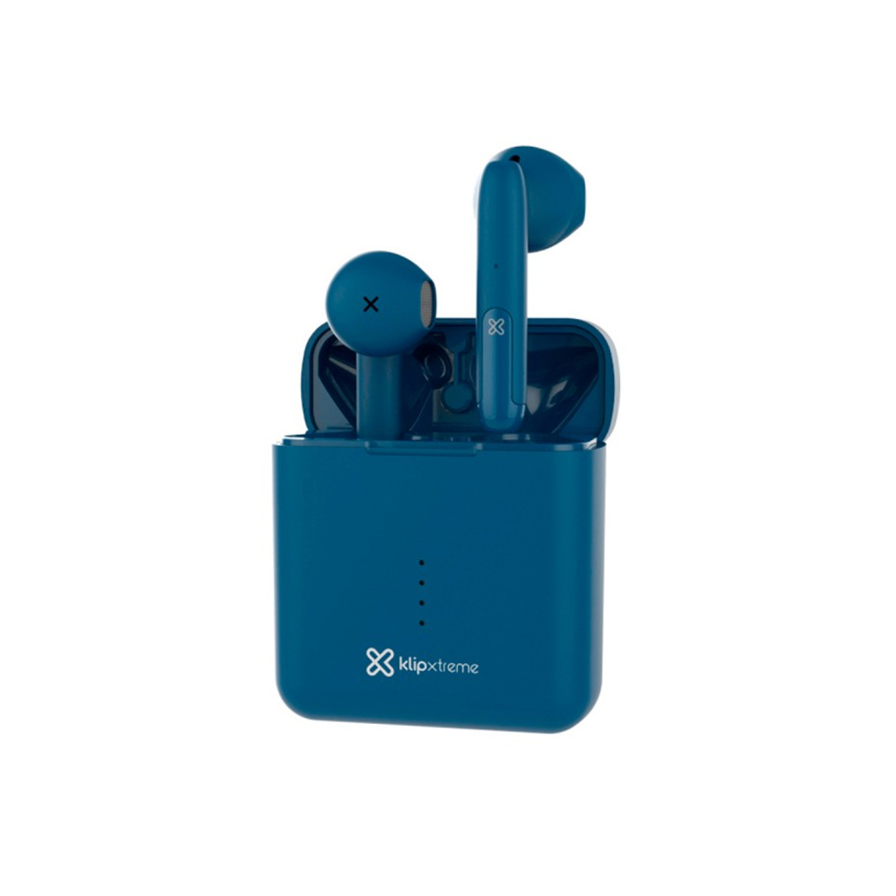 AURICULARES BLUETOOTH KLIP XTREME TWINTOUCH KTE-010 EN COLOR AZUL - SONIDO ENVOLVENTE Y CÓMODO AJUSTE - 1