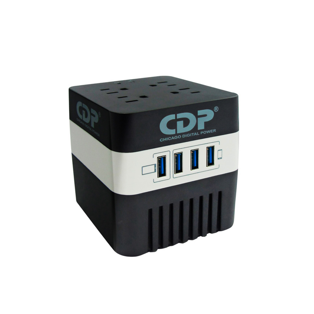 ESTABILIZADOR CDP RU-AVR604I 600VA/300W CON 4 SALIDAS Y 4 PUERTOS USB - PROTECCIÓN AVANZADA PARA TUS DISPOSITIVOS - 1