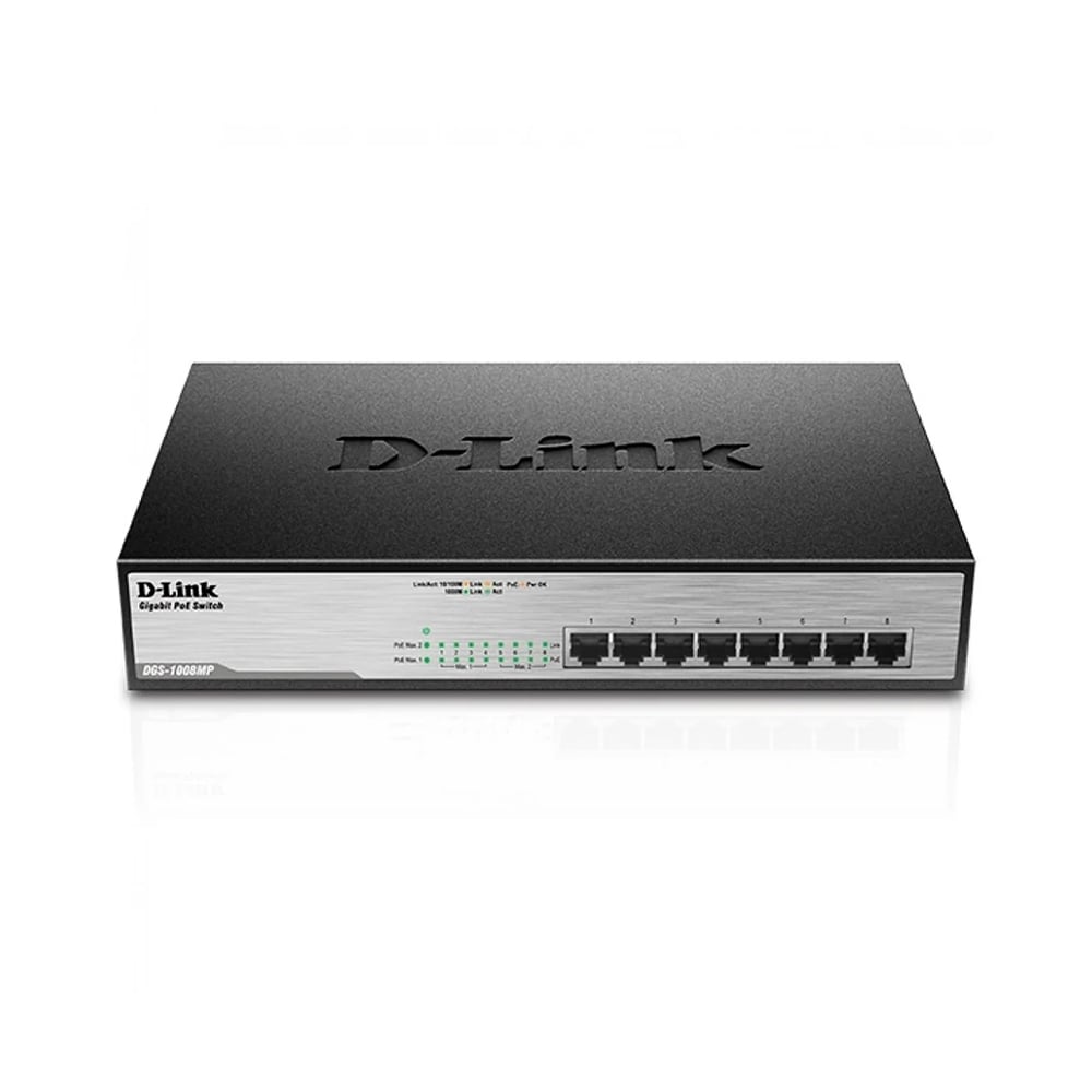 SWITCH D-LINK DGS-1008MP, 8 PUERTOS RJ-45 GIGABIT POE, IDEAL PARA REDES RÁPIDAS Y EFICIENTES. - 1