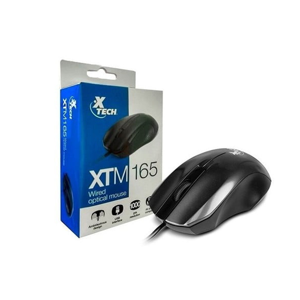 MOUSE ÓPTICO XTECH USB CABLEADO XTM-165 CON 1000 DPI PARA UN CONTROL PRECISO Y RÁPIDO - 1