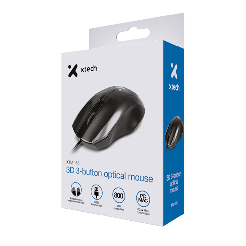 MOUSE XTECH CON CABLE USB 3D ÓPTICO: PRECISIÓN Y COMODIDAD EN CADA CLIC - 1