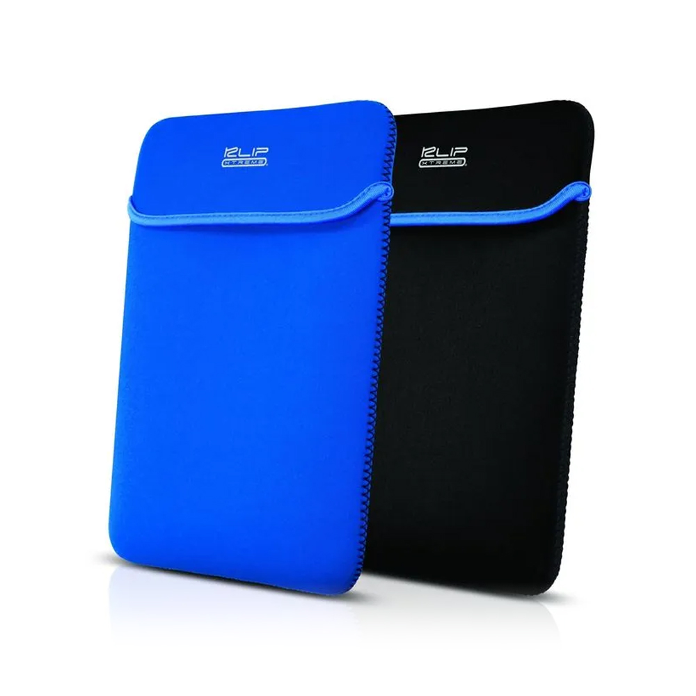 FUNDA PARA NOTEBOOK KLIP XTREME DE NEOPRENO REVERSIBLE PARA 15.6' - NEGRA Y AZUL, PROTECCIÓN STYLISH - 1