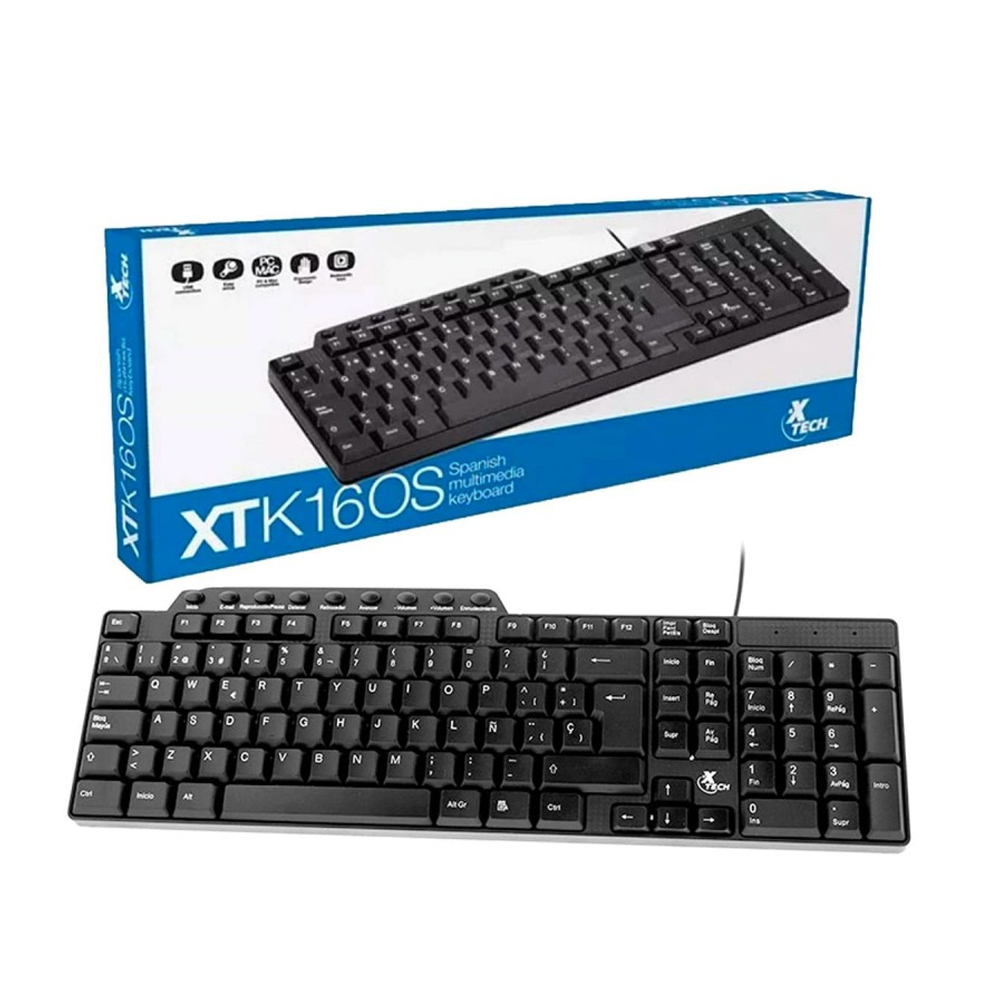 TECLADO XTECH USB ESPAÑOL, CABLEADO, COLOR NEGRO, MODELO XTK-160S, IDEAL PARA GAMING Y OFICINA - 1