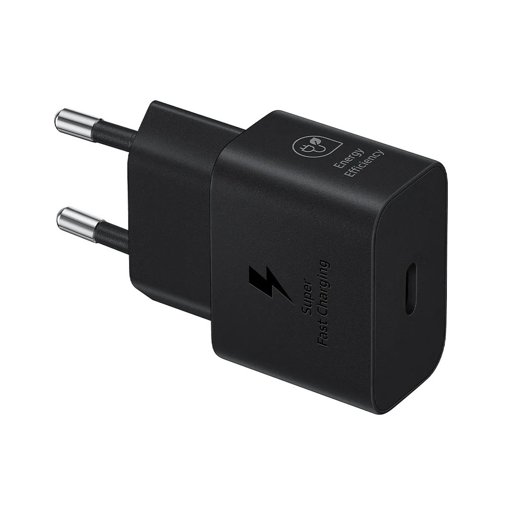 ADAPTADOR CA SAMSUNG 25W USB TIPO C, 3A, COMPATIBLE CON SMARTPHONES Y WORKSTATIONS, NEGRO - 1