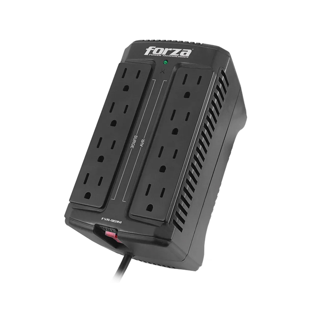 REGULADOR DE VOLTAJE FORZA FVR-902 DE 900 VA, 8 TOMAS DE CORRIENTE, AC 220 V, CONEXIÓN UNIVERSAL NEMA - 1