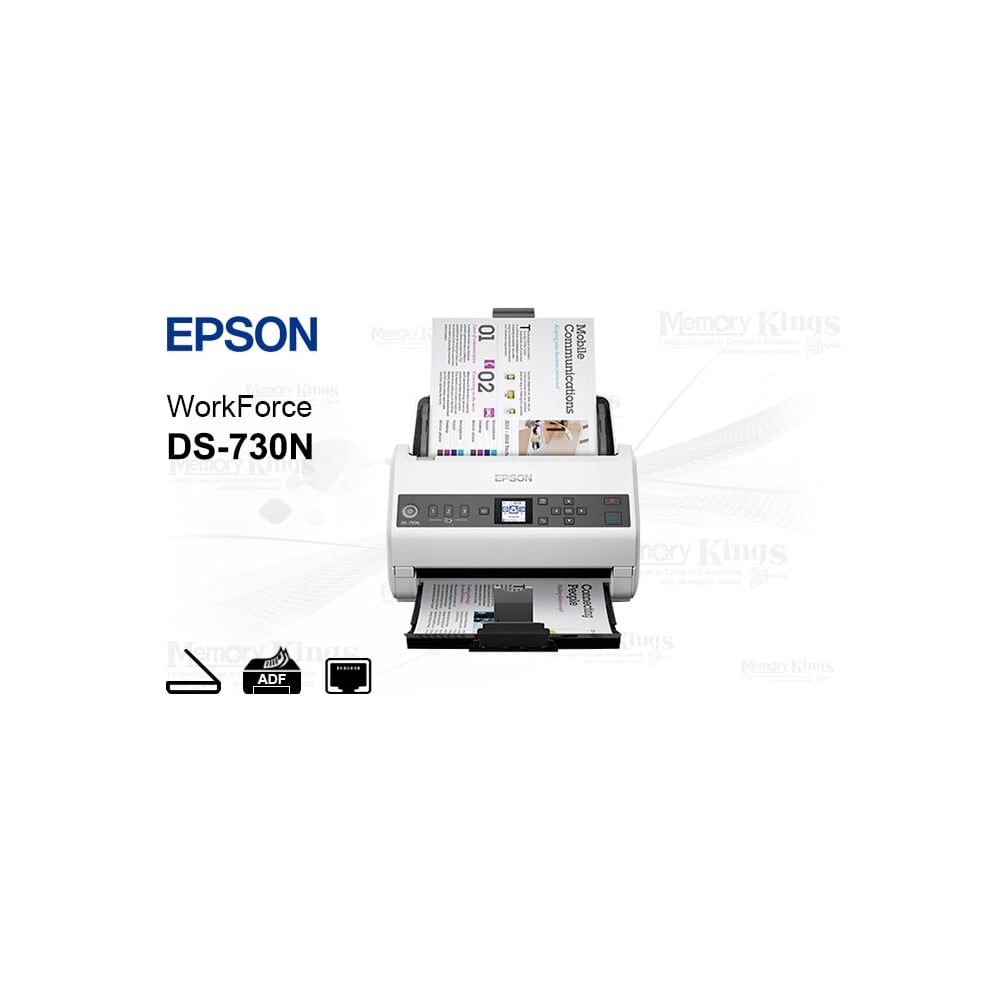 ESCÁNER EPSON DS-730N - DUPLEX A COLOR, USB 2.0 Y CONEXIÓN ETHERNET, DISEÑO VERTICAL COMPACTO - 1