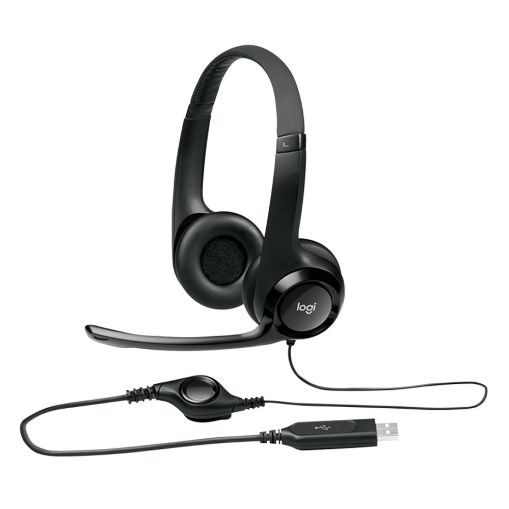 AURICULARES LOGITECH H390 CON MICRÓFONO, CANCELACIÓN DE RUIDO, USB Y COLOR NEGRO - PERFECTOS PARA TRABAJAR - 1