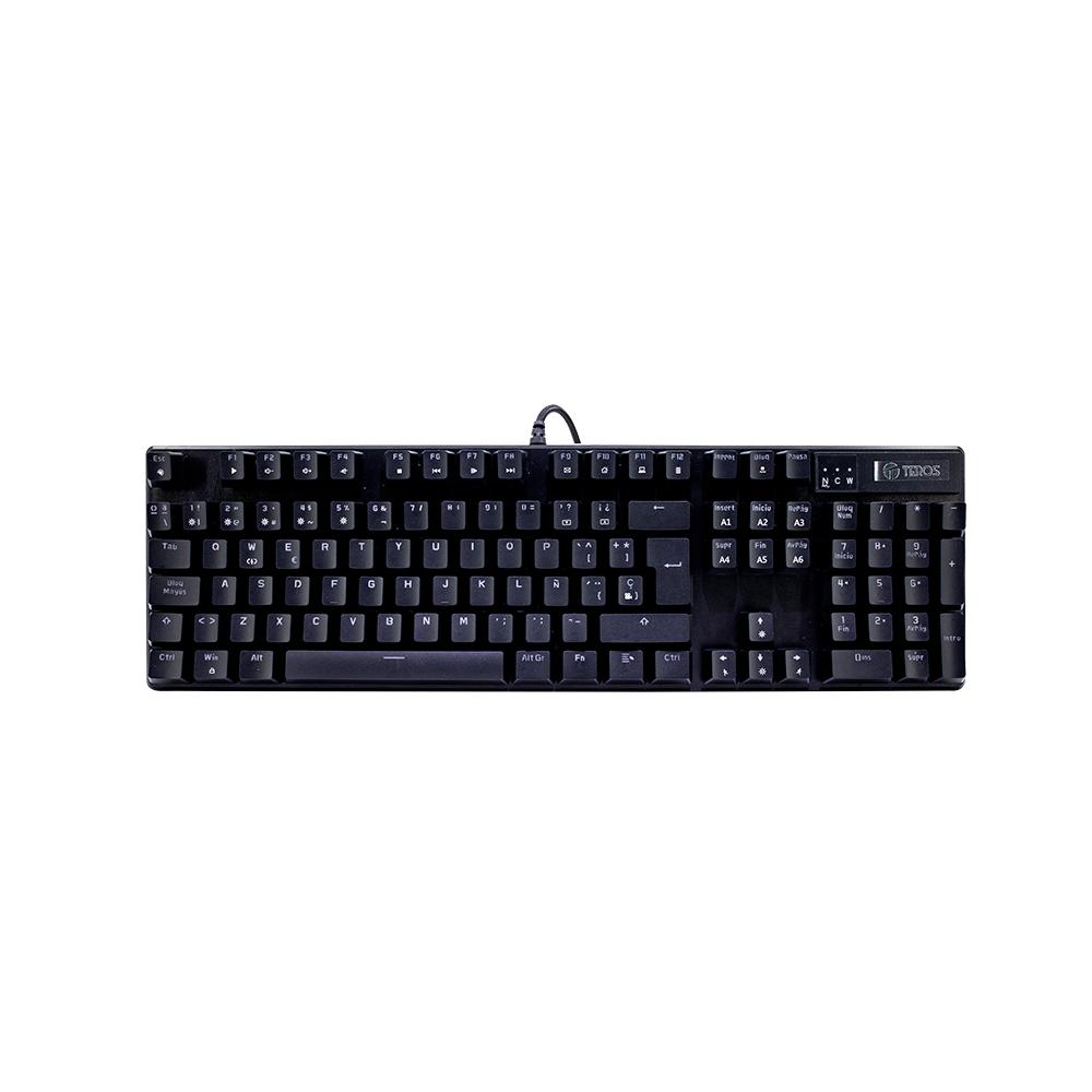 TECLADO MECÁNICO TEROS TE-4068G CON RETROILUMINACIÓN RAINBOW Y CONEXIÓN USB 2.0, ESPAÑOL, NEGRO - 1