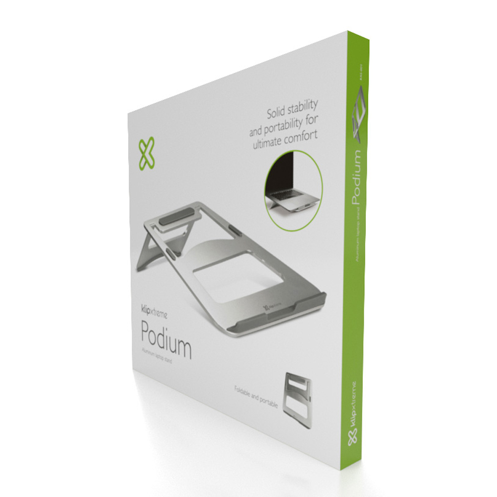 SOPORTE PARA NOTEBOOK KLIP XTREME DE ALUMINIO, COMPATIBLE CON PANTALLAS DE HASTA 15.6' - ERGONOMIC Y LIGERO - 1