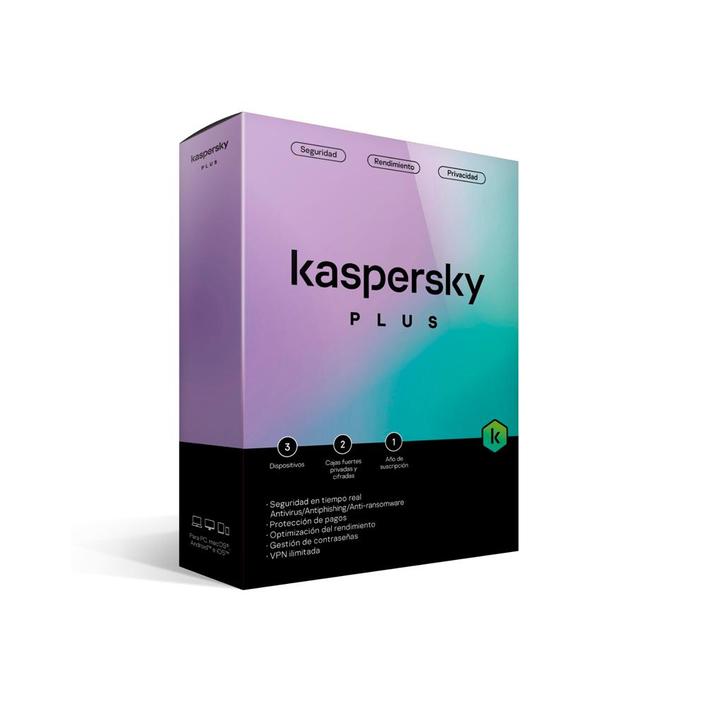 KASPERSKY PLUS EDITION - LICENCIA 1 AÑO PARA 3 DISPOSITIVOS, PROTECCIÓN EFICAZ Y SENCILLA - 1
