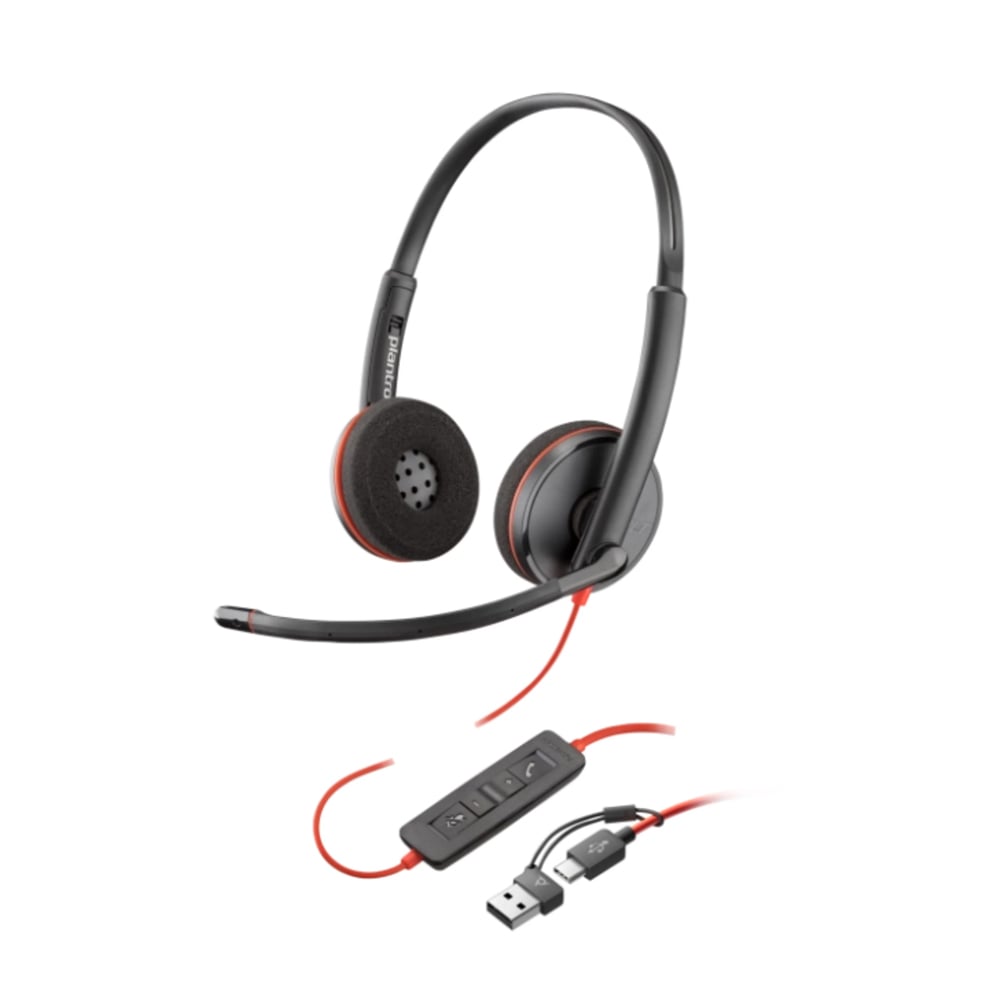 AURICULARES POLY BLACKWIRE 3220 ESTÉREO CERRADOS CON MICRÓFONO OMNIDIRECCIONAL Y CANCELACIÓN DE RUIDO - NEGRO - 1