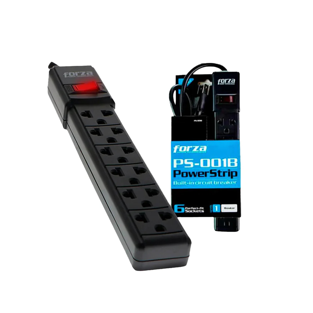 BANDA DE POTENCIA FORZA PS-001B, 120-220V, 6 CONECTORES DE SALIDA, COLOR NEGRO, IDEAL PARA ELECTRÓNICA - 1