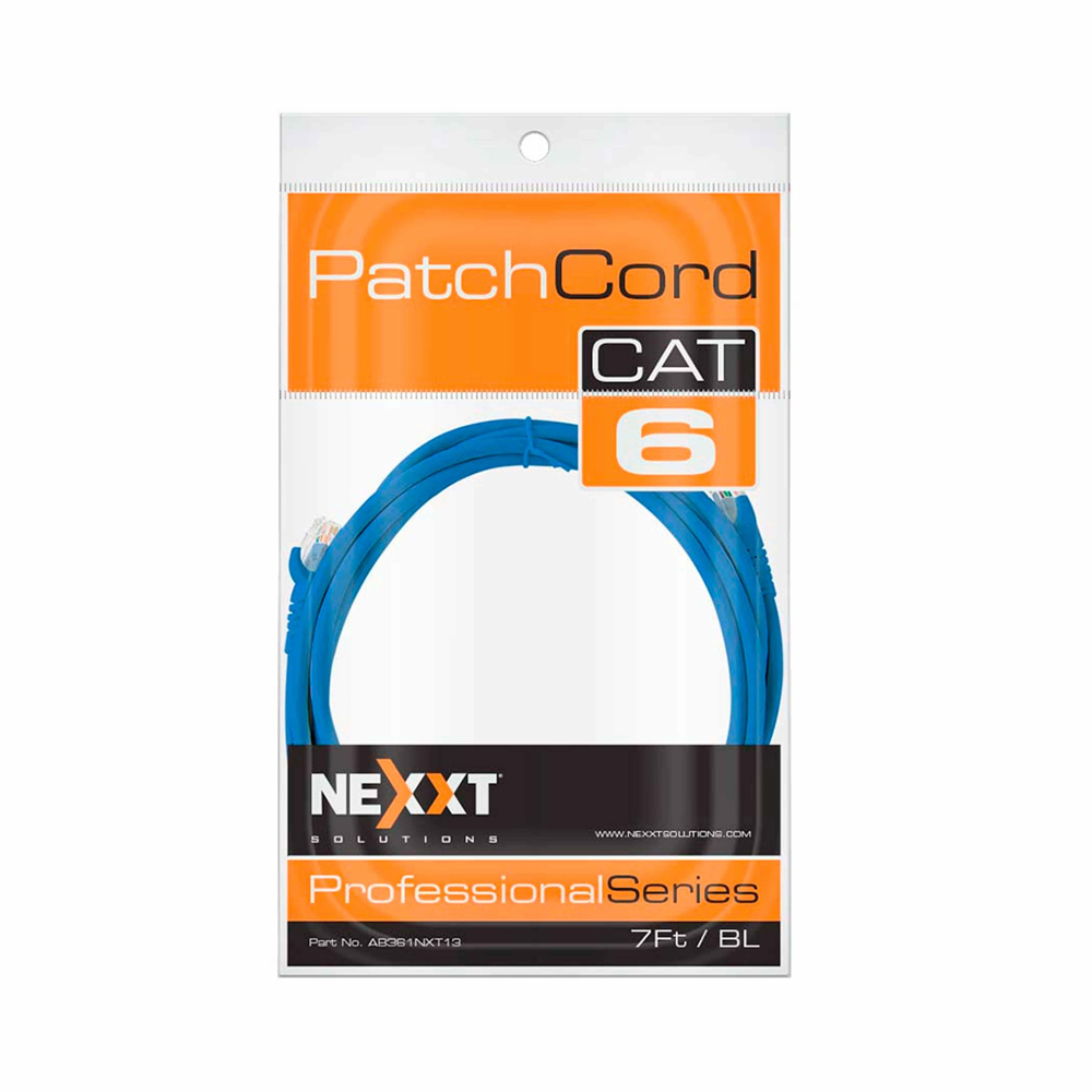CABLE DE RED RJ-45 CAT 6 UTP TRENZADO DE 2.1 M - NEXXT - CONEXIÓN RÁPIDA Y FIABLE EN COLOR AZUL - 1