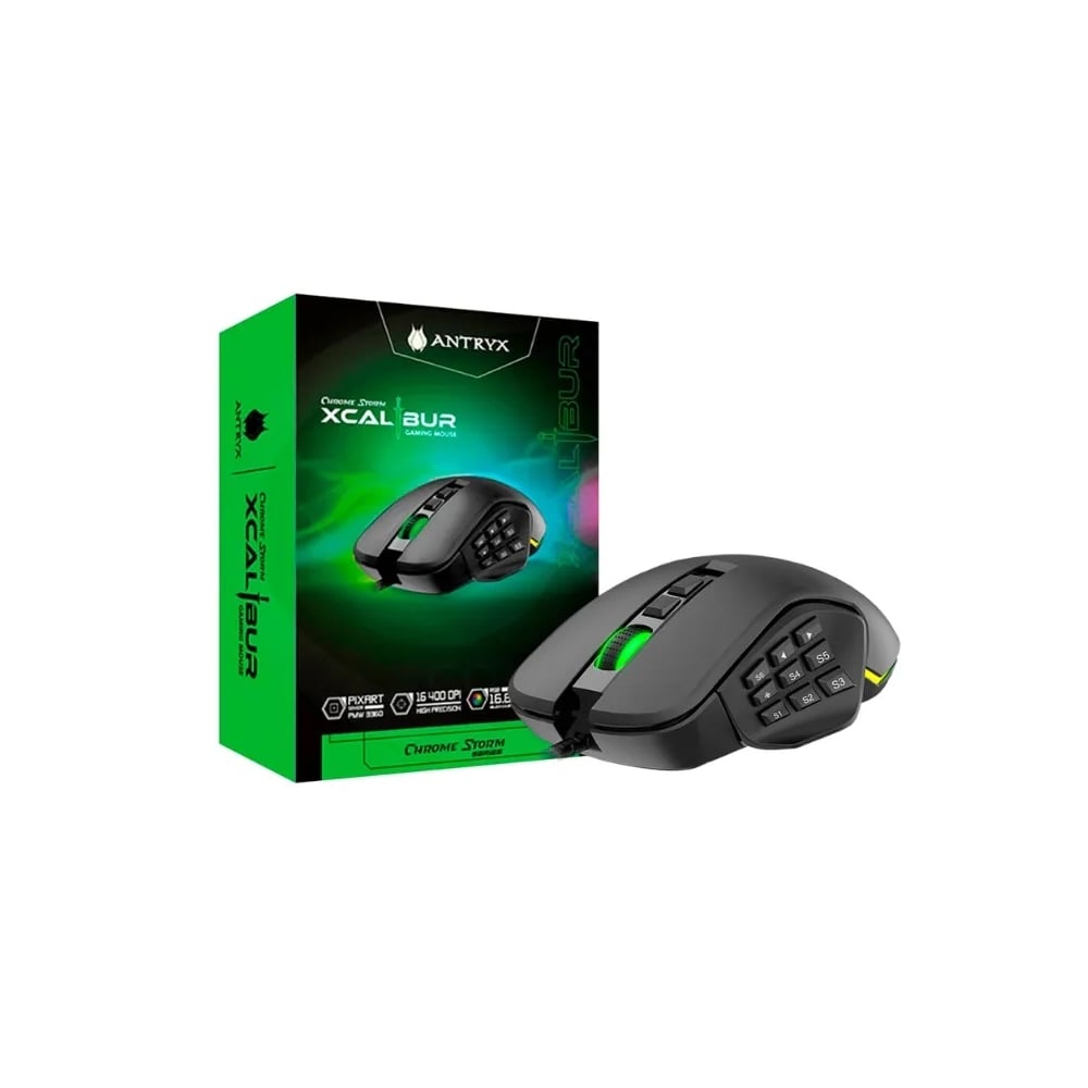 MOUSE GAMING ANTRYX XCALIBUR RGB 16.4K - ALTA PRECISIÓN PARA MMO Y MOBA - IDEAL PARA GAMERS - 1
