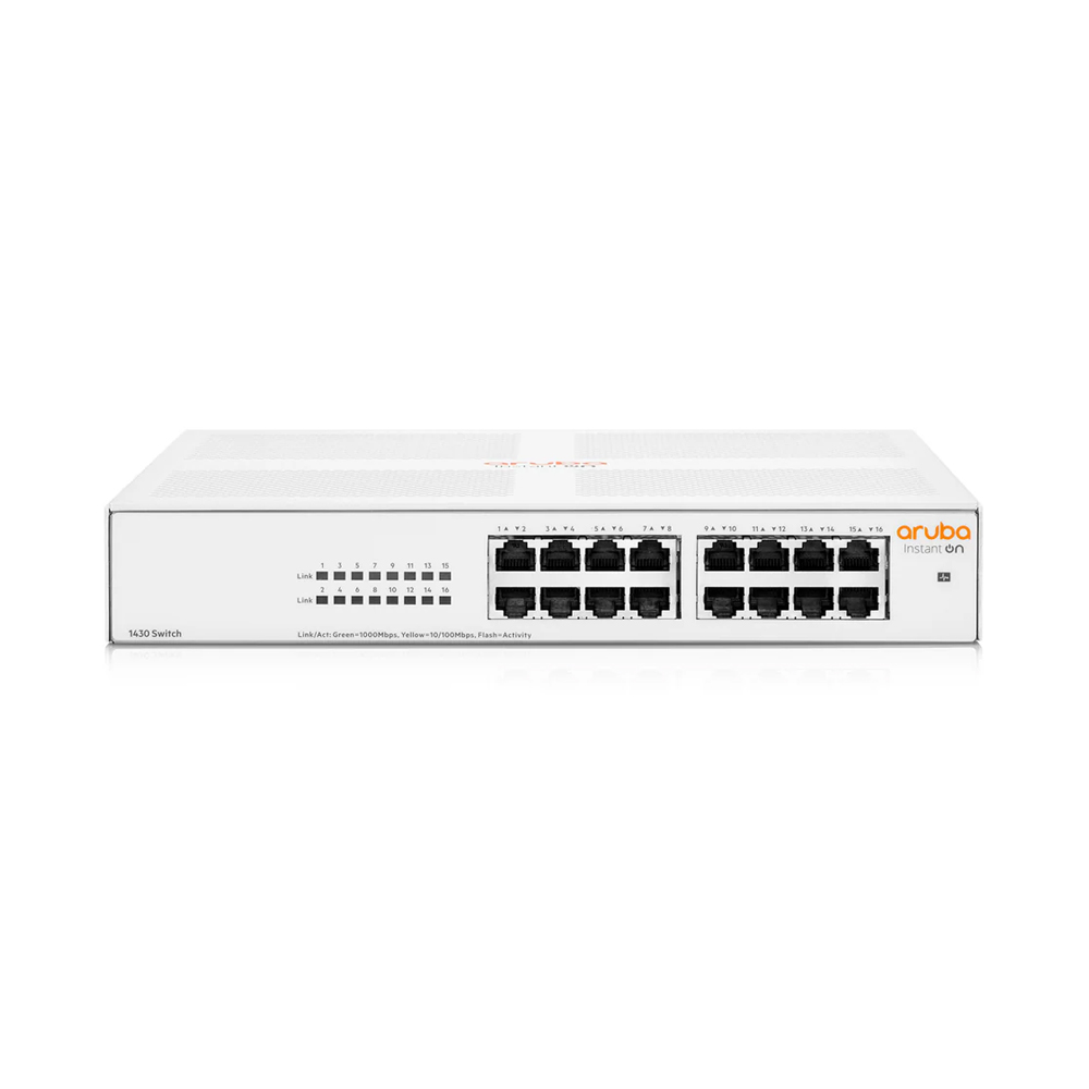 CONMUTADOR HPE NETWORKING INSTANT ON 1430 - 16 PUERTOS 10/100/1000, SIN GESTIÓN, ALTO RENDIMIENTO - 1