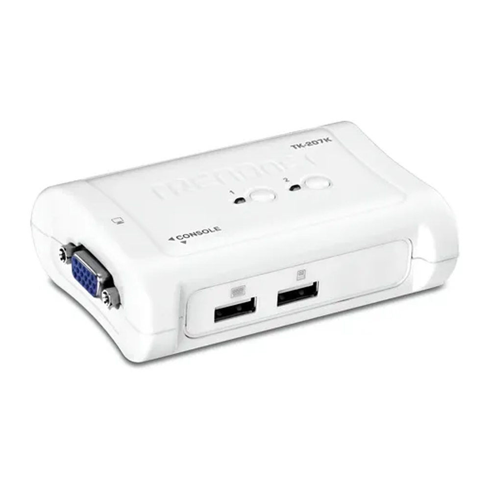 SWITCH KVM USB TRENDNET TK-207K PARA 2 PC CON CABLES INCLUIDOS - CONMUTADOR EFICIENTE Y FÁCIL DE USAR - 1