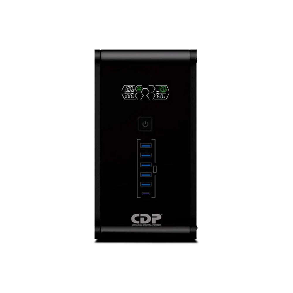 SISTEMAS DE RESPALDO UPS 1200VA 750W CDP R-SMART1210I CON 5 PUERTOS USB, INTERACTIVO Y EFICIENTE - 1