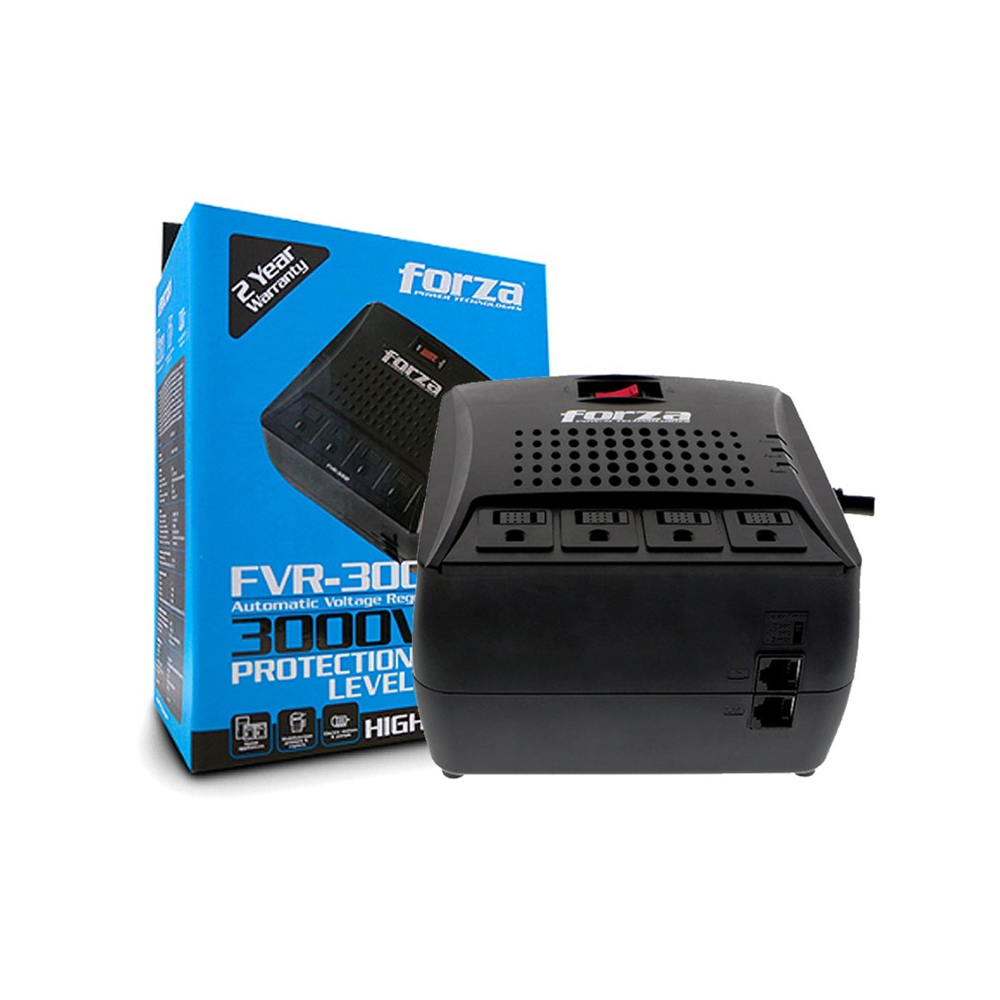 ESTABILIZADOR FORZA FVR-3002 3000VA (1500W) CON 4 TOMAS - PROTECCIÓN ELÉCTRICA CONFIABLE Y EFICIENTE - 1