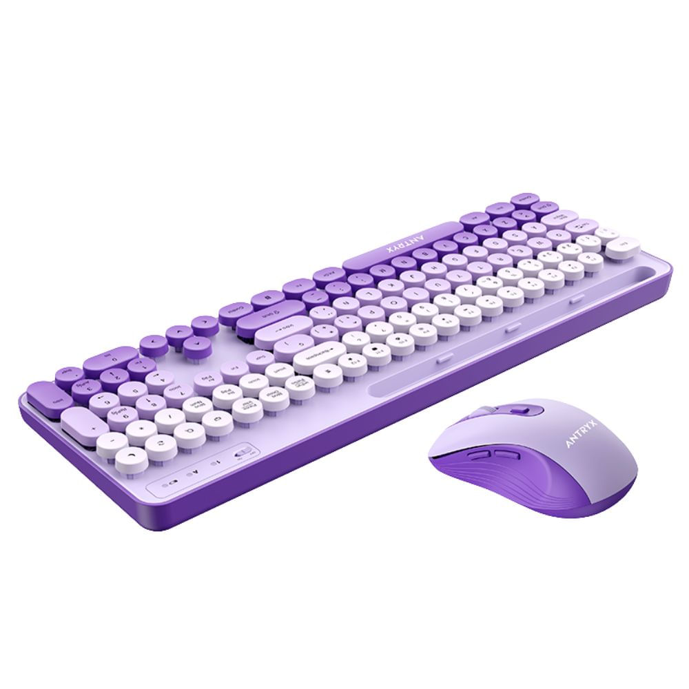 TECLADO Y MOUSE INALÁMBRICOS ANTRYX WS-970 EN COLOR PÚRPURA - COMODIDAD Y ESTILO PARA TU ESCRITORIO - 1