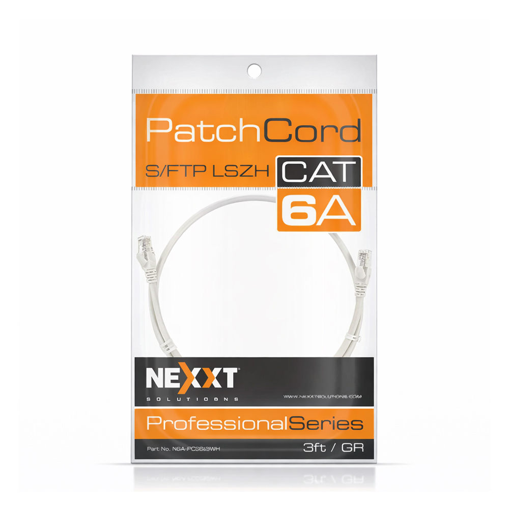 CABLE RJ-45 NEXXT CAT 6A SFTP TRENZADO DE 91 CM - CONEXIÓN RÁPIDA Y SEGURA EN COLOR GRIS - 1