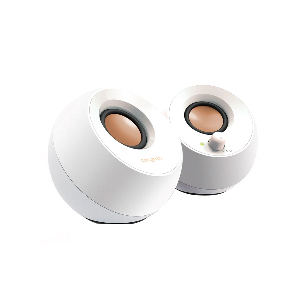 PARLANTE CREATIVE PEBBLE 2.0 DE 4.4W CON CONEXIÓN USB Y 3.5MM - BLANCO ELEGANTE Y COMPACTO - 1