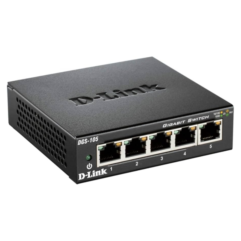 SWITCH D-LINK DGS-105 GIGABIT ETHERNET, 5 PUERTOS, COMPACTO Y EFICIENTE PARA REDES RÁPIDAS - 1