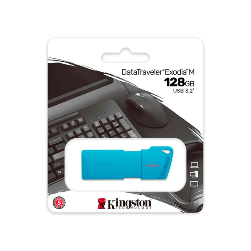 MEMORIA USB 128GB KINGSTON EXODIA M EN AZUL NEÓN, RÁPIDA Y PORTÁTIL PARA ALMACENAMIENTO SEGURO - 1