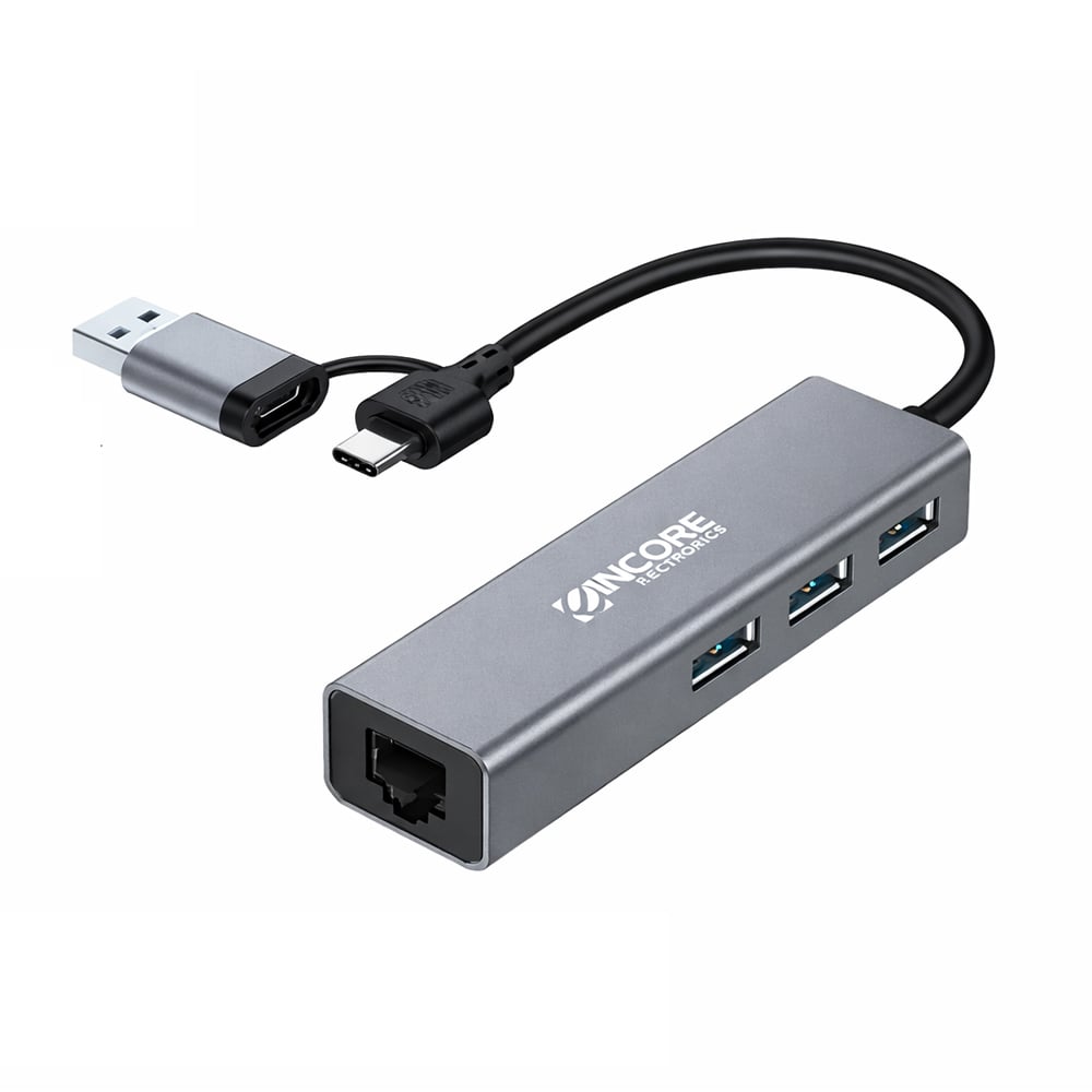 ADAPTADOR USB-C A RED + HUB ENCORE ENAD-U3C-RG3H: CONEXIÓN RÁPIDA, DISEÑO COMPACTO Y VERSÁTIL - 1