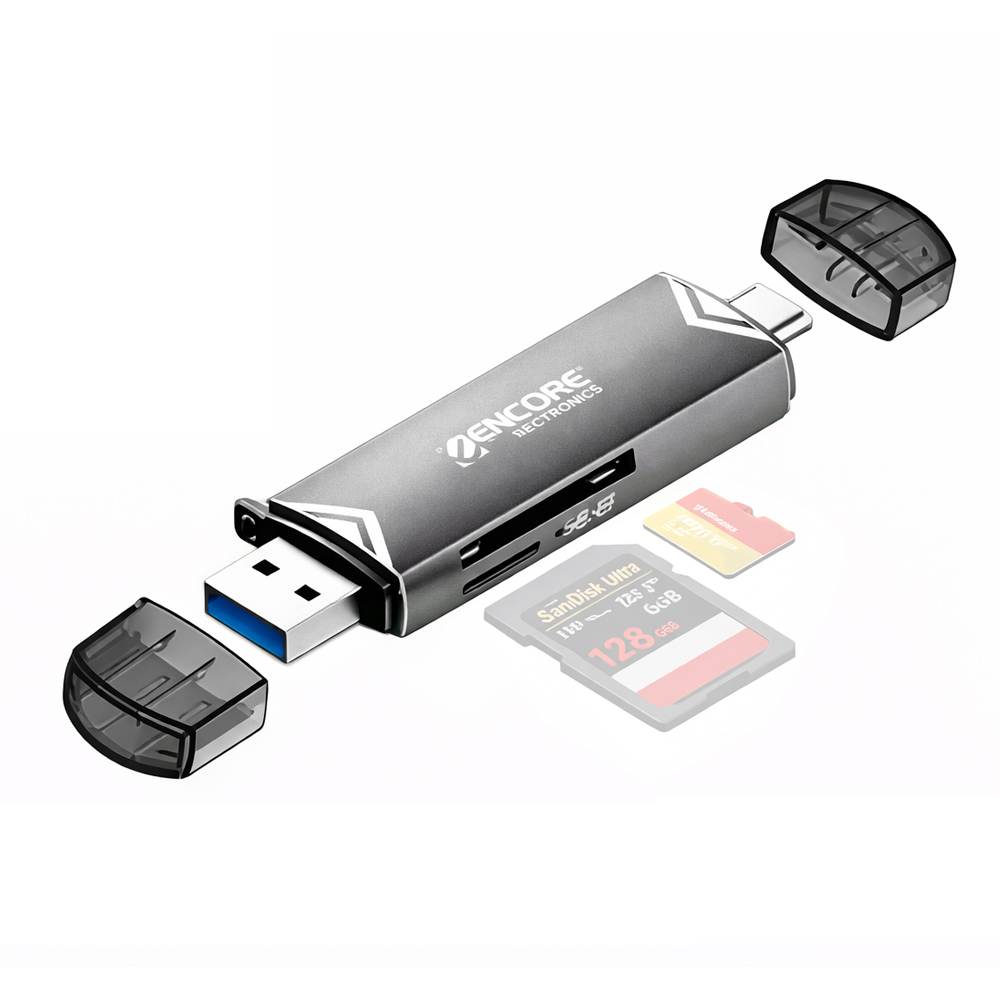 LECTOR Y GRABADOR DE TARJETAS DE MEMORIA ENCORE ENUCR-U3C21, USB 3.0, COMPACTO Y RÁPIDO - 1