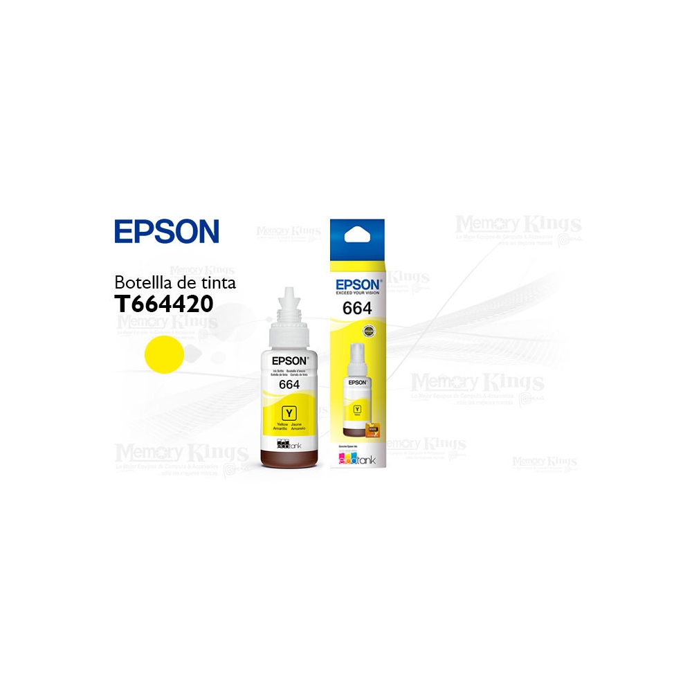 BOTELLA DE TINTA EPSON 664 AMARILLA DE 70ML – CALIDAD DE IMPRESIÓN SUPERIOR Y RENDIMIENTO CONFIABLE - 1