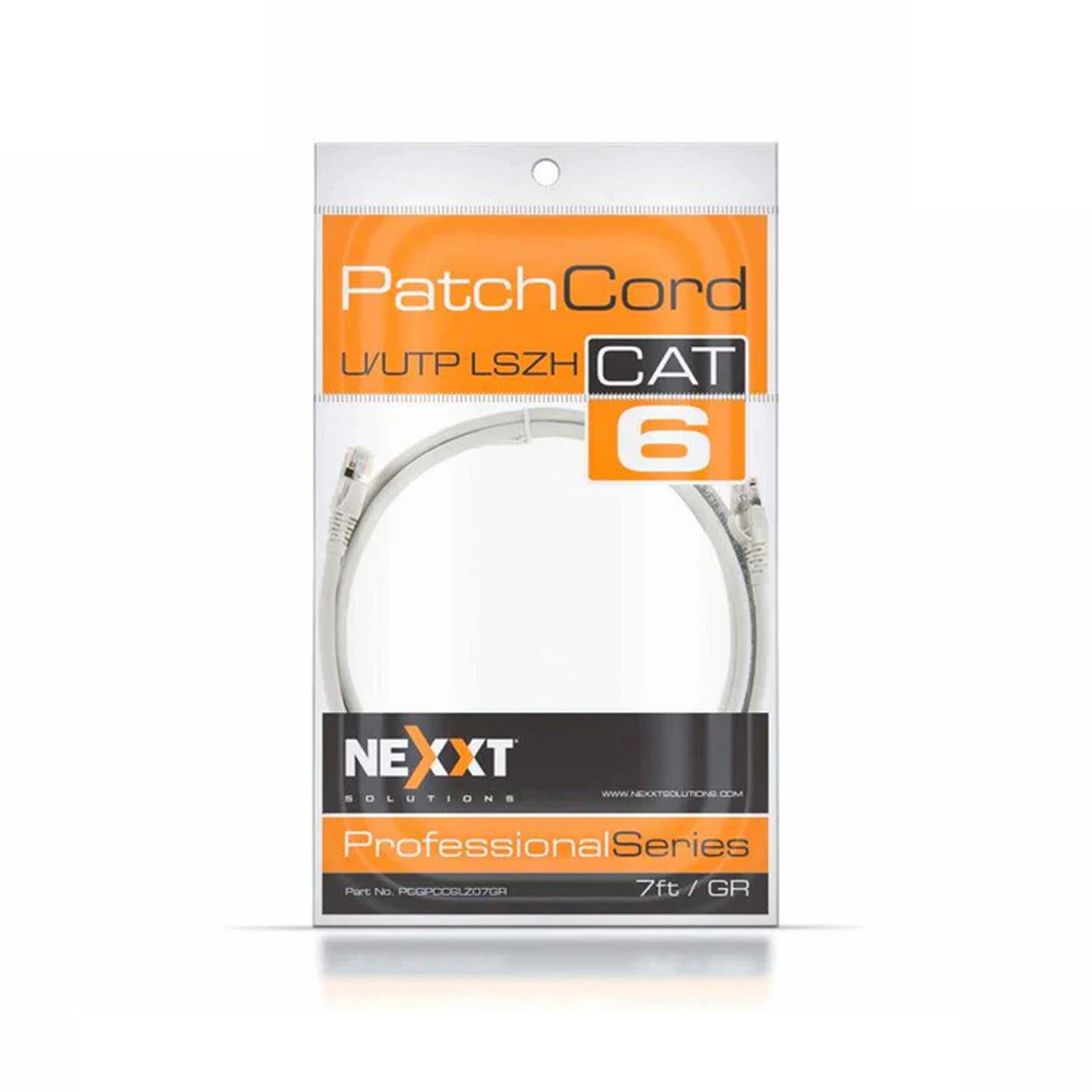 CABLE DE RED RJ-45 NEXXT CAT 6A UTP DE 2.1 M - CONEXIÓN TRENZADA DE ALTA VELOCIDAD EN GRIS - 1