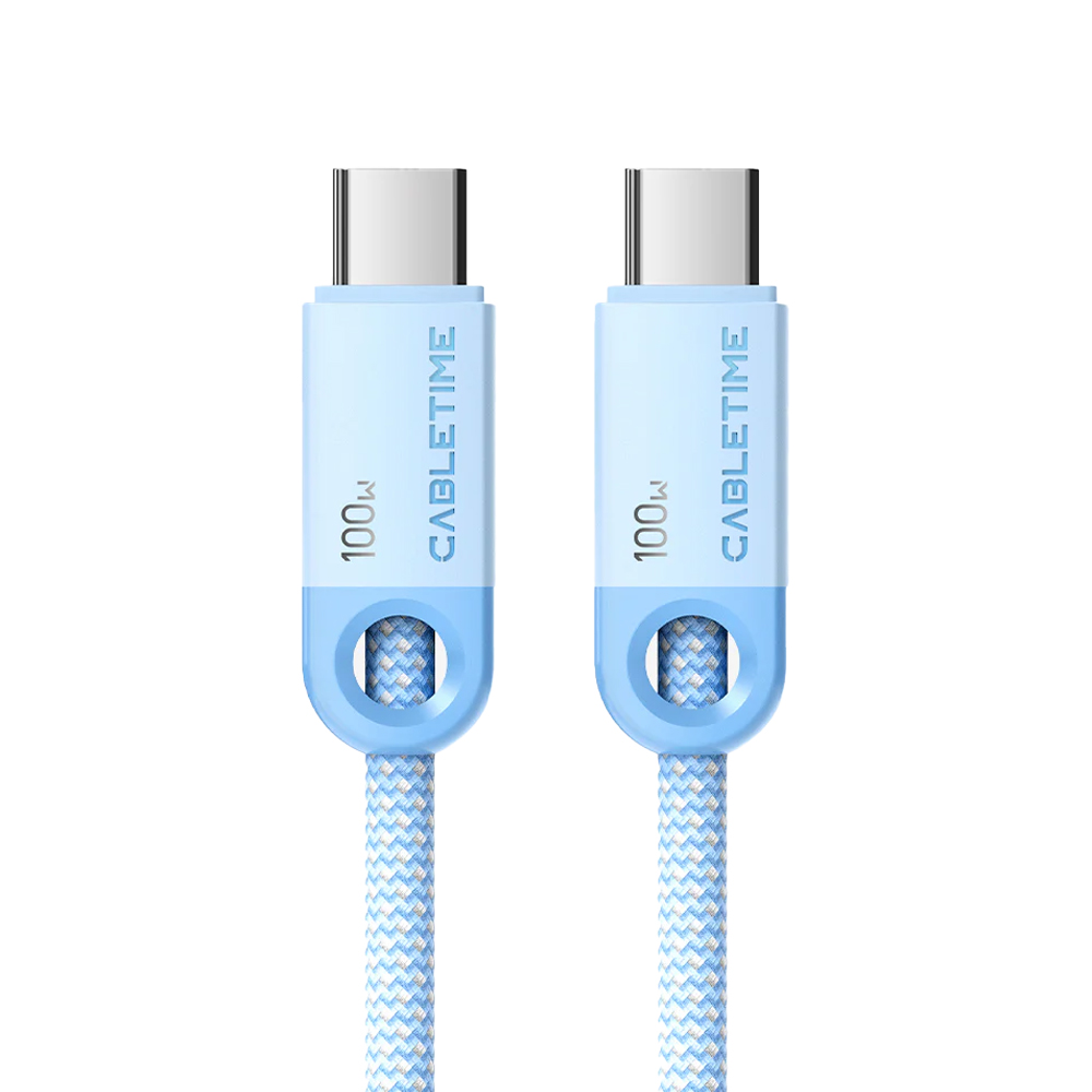 CABLE USB-C A USB-C 2M CABLETIME 100W COLOR AZUL – ALTA VELOCIDAD Y COMPATIBILIDAD UNIVERSAL - 1