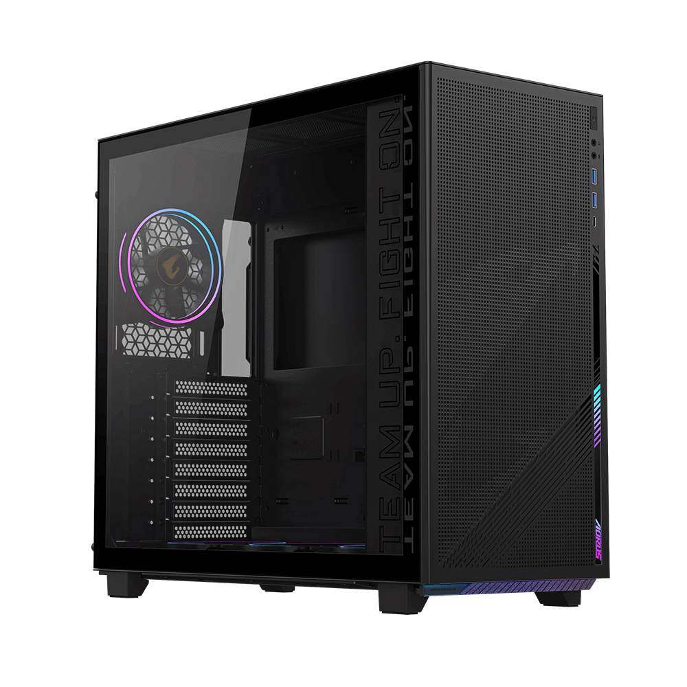 CAJA MID TOWER GIGABYTE AORUS AC400G CON VIDRIO TEMPLADO Y RGB, DISEÑO ELEGANTE Y VENTILACIÓN ÓPTIMA - 1