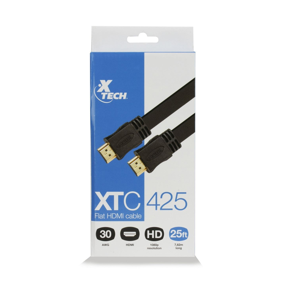 CABLE HDMI PLANO XTECH DE 25 PIES PARA VIDEO Y AUDIO - CONEXIÓN DE ALTA CALIDAD Y DURABILIDAD - 1