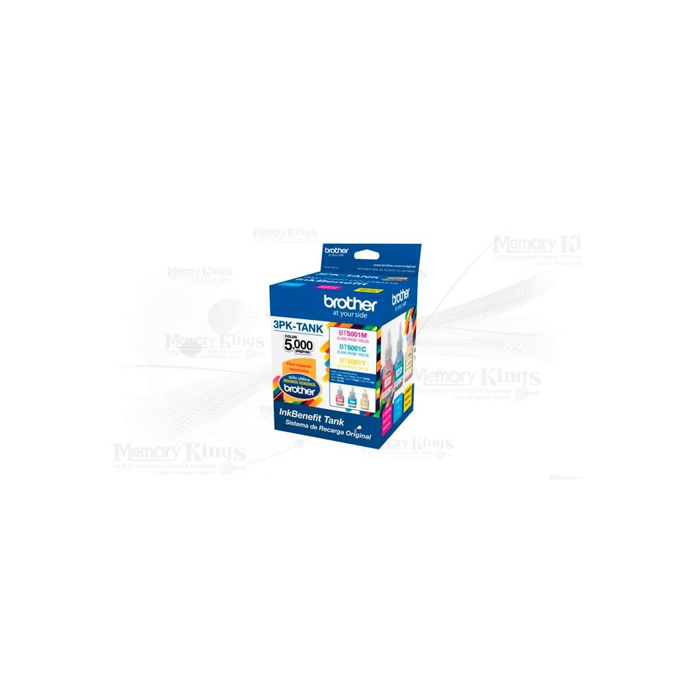 TINTA BROTHER BT5001 3PK PARA IMPRESORAS, 5,000 PÁGINAS, ALTA CAPACIDAD, PERFECTA PARA OFICINA - 1