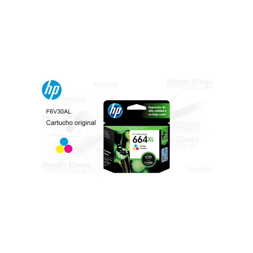 CARTUCHO DE TINTA HP 664XL TRICOLOR ORIGINAL DE ALTA CAPACIDAD 330 PÁGINAS PARA IMPRESORAS HP - 1