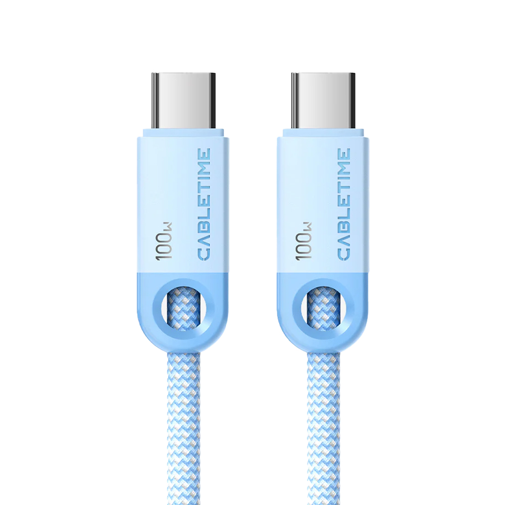 CABLE USB-C A USB-C 1M 100W CABLETIME - CONEXIÓN RÁPIDA Y FIABLE, COLOR AZUL - 1