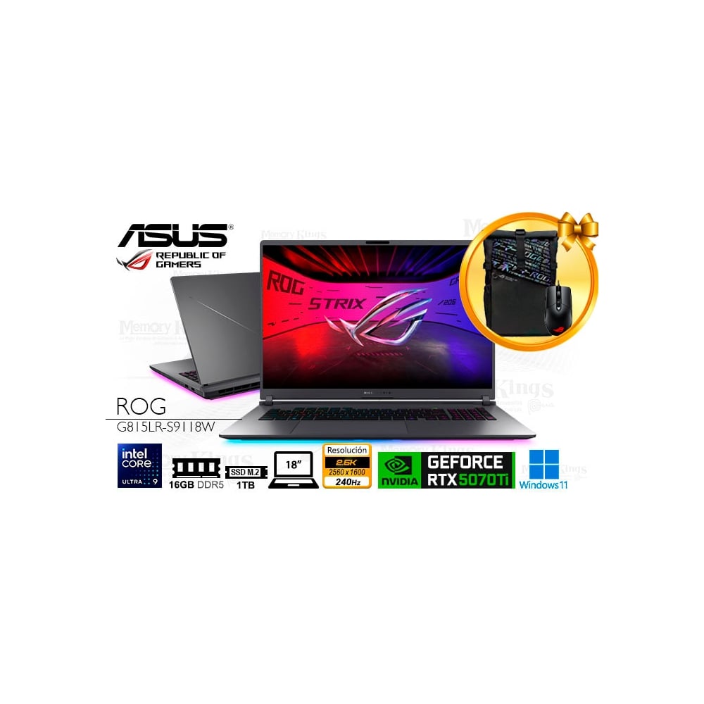 ASUS ROG STRIX G18 - LAPTOP CORE ULTRA 9, 16GB RAM, 1TB SSD, GEFORCE RTX 5070 TI, WINDOWS 11 HOME - 1