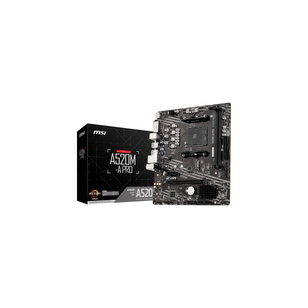 MSI A520M-A PRO - PLACA BASE MICRO ATX AM4, IDEAL PARA GAMING Y TAREAS MULTITAREA - 1