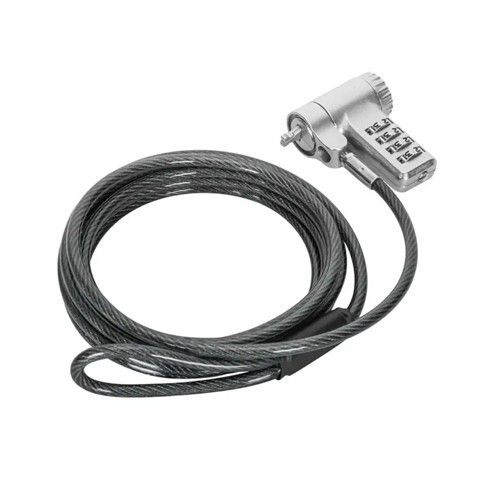 CABLE DE BLOQUEO TARGUS DEFCON ASP96RGLX DE 1.98M PARA MONITOR Y PORTÁTIL, BARRA EN T, 4 DÍGITOS, PLATA - 1