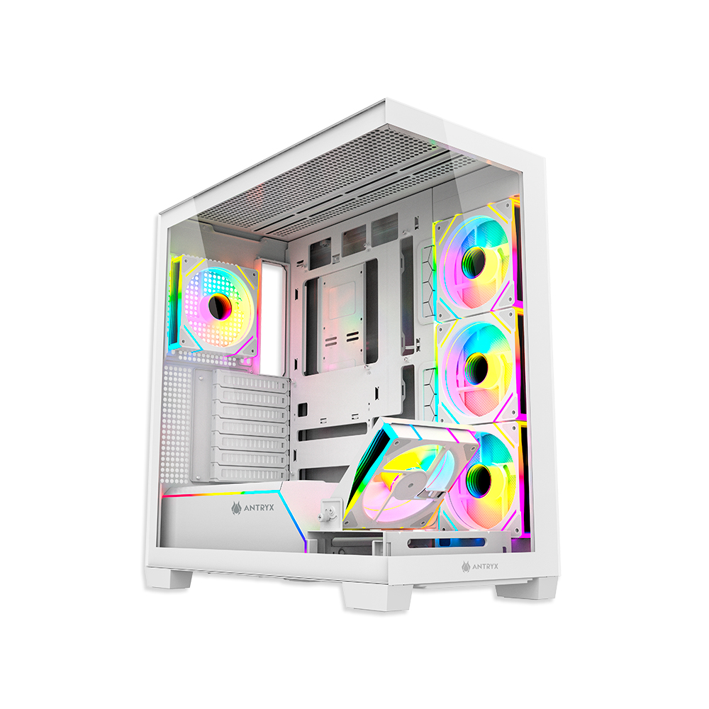GABINETE MID TOWER ANTRYX FX-850 PRO ARGB CON 5 VENTILADORES Y DISEÑO BLANCO ELEGANTE - 1