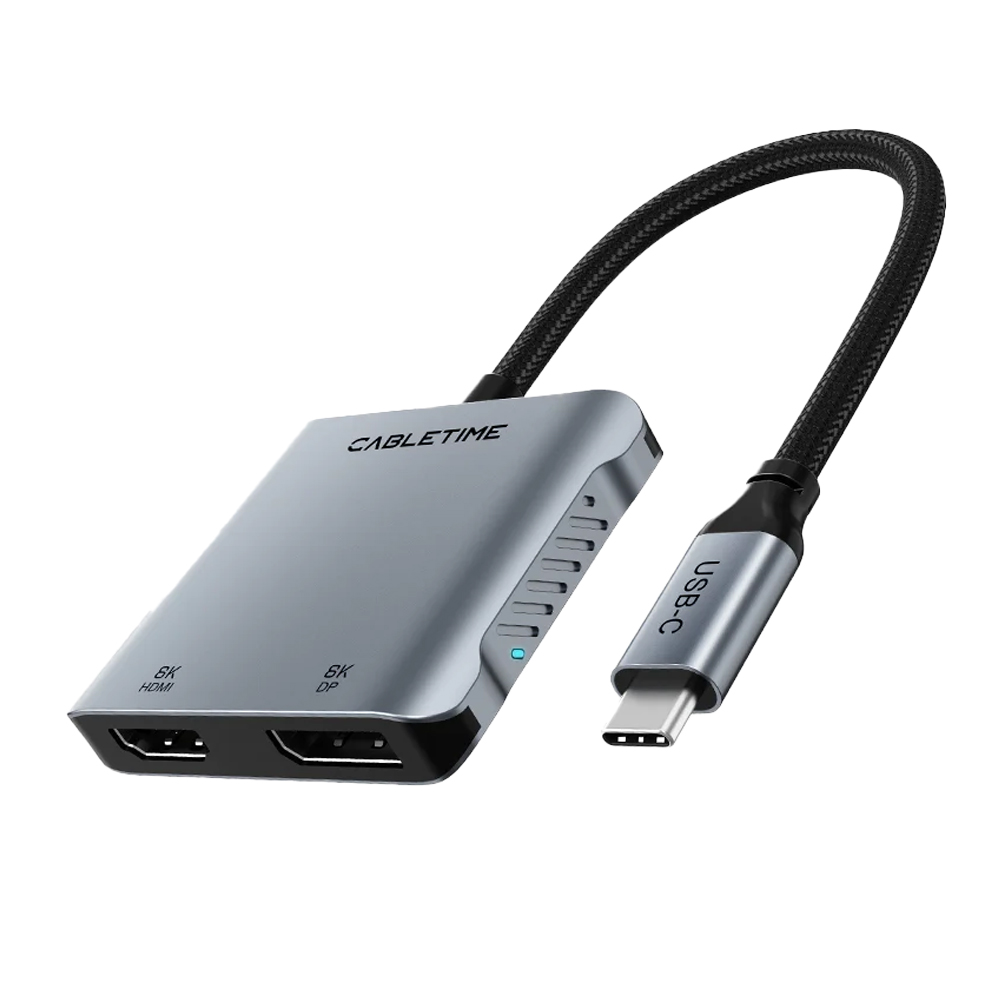 ADAPTADOR USB C A HDMI Y DP 4 EN 1 CABLETIME CB71G - CONECTIVIDAD VERSÁTIL Y ALTA RESOLUCIÓN - 1