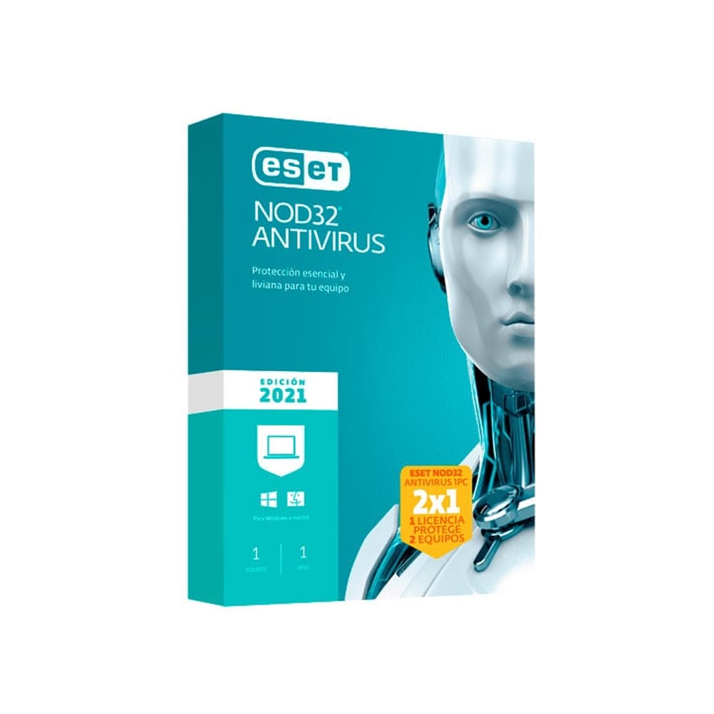 ESET NOD32 ANTIVIRUS PARA 2 PCS - PROTECCIÓN AVANZADA Y RENDIMIENTO ÁGIL PARA TU SEGURIDAD DIGITAL - 1